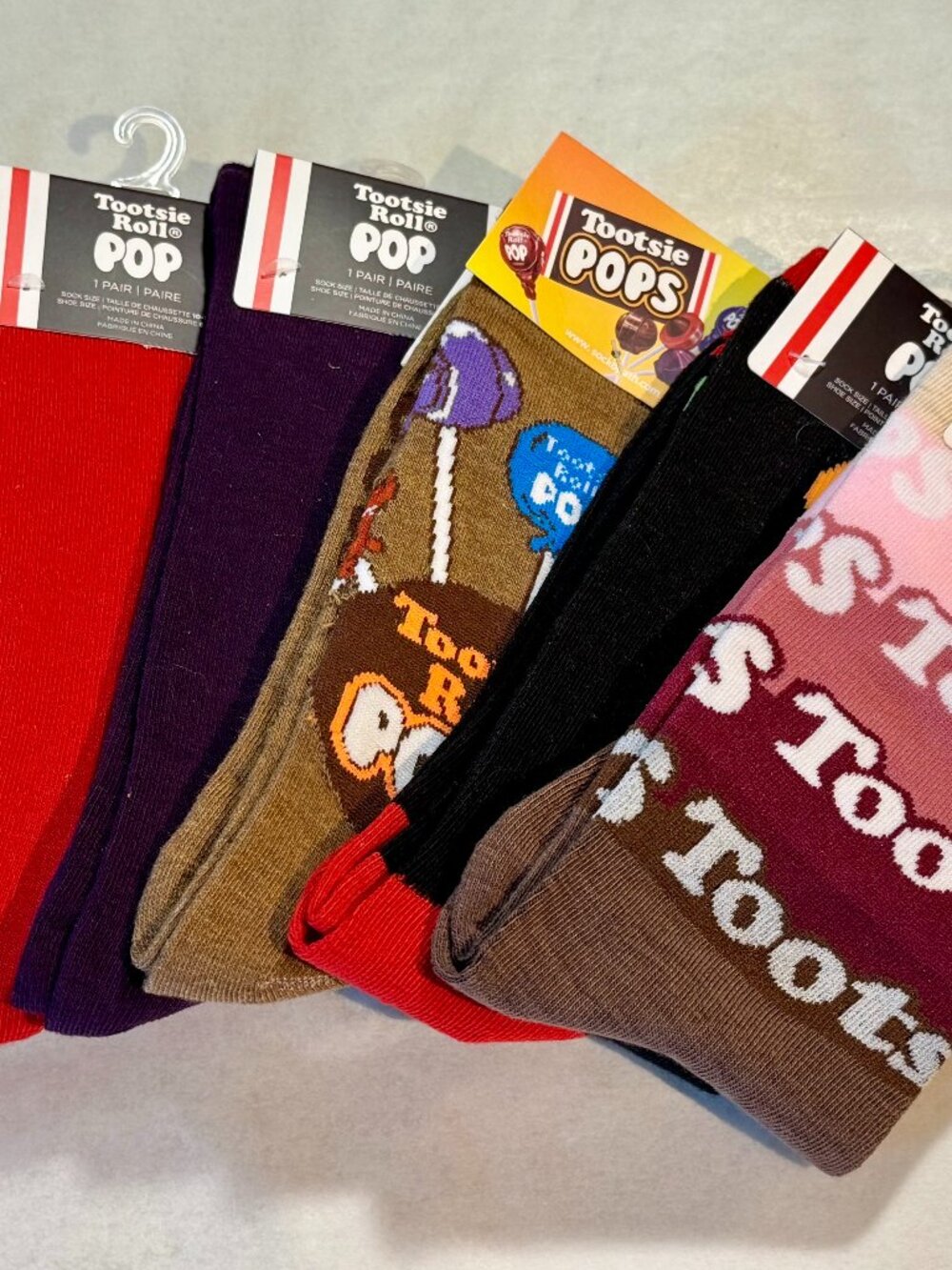 5 Pairs Tootsie Roll Novelty Crew Socks Size 6-12/13 OSFM